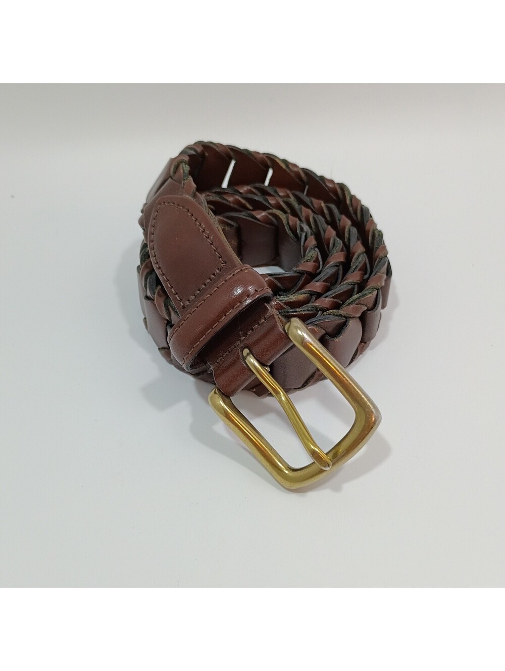 Men's Brown Leather Braided Belt Size 36 Argentina Unisex Highly Adjustable